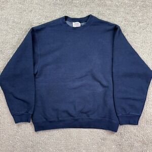 Vintage 90s Pluma Mens M Navy Blue Heavyweight Blank Crewneck Sweatshirt